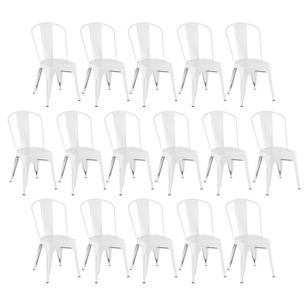 Kit 16 Cadeiras de jantar Iron Tolix com design industrial – Branco Kit 16 Cadeiras de jantar Iron Tolix com design industrial – Branco
