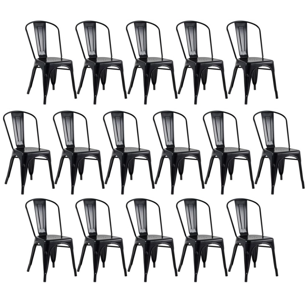 Kit 16 Cadeiras de jantar Iron Tolix com design industrial - Preto Semibrilho Kit 16 Cadeiras de jantar Iron Tolix com design industrial - Preto Semibrilho