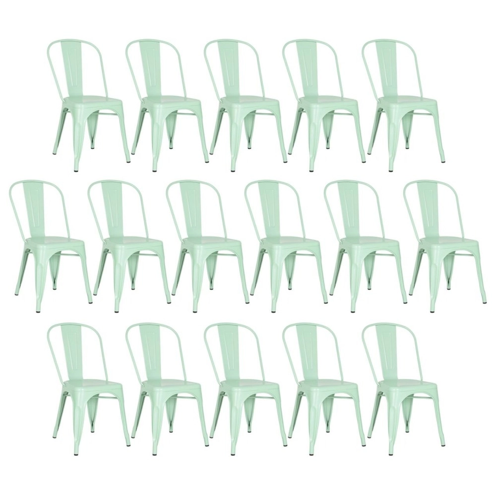 Kit 16 Cadeiras de jantar Iron Tolix com design industrial – Verde Claro