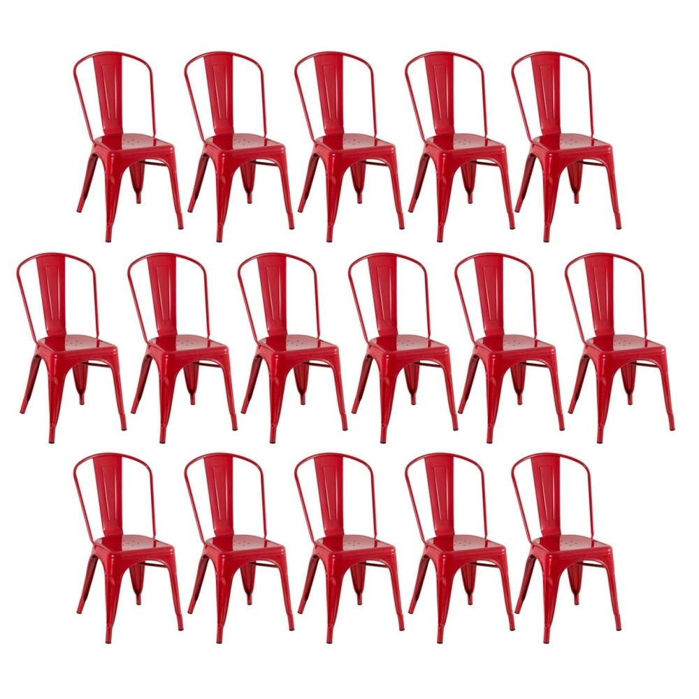 Kit 16 Cadeiras de jantar Iron Tolix com design industrial - Vermelho