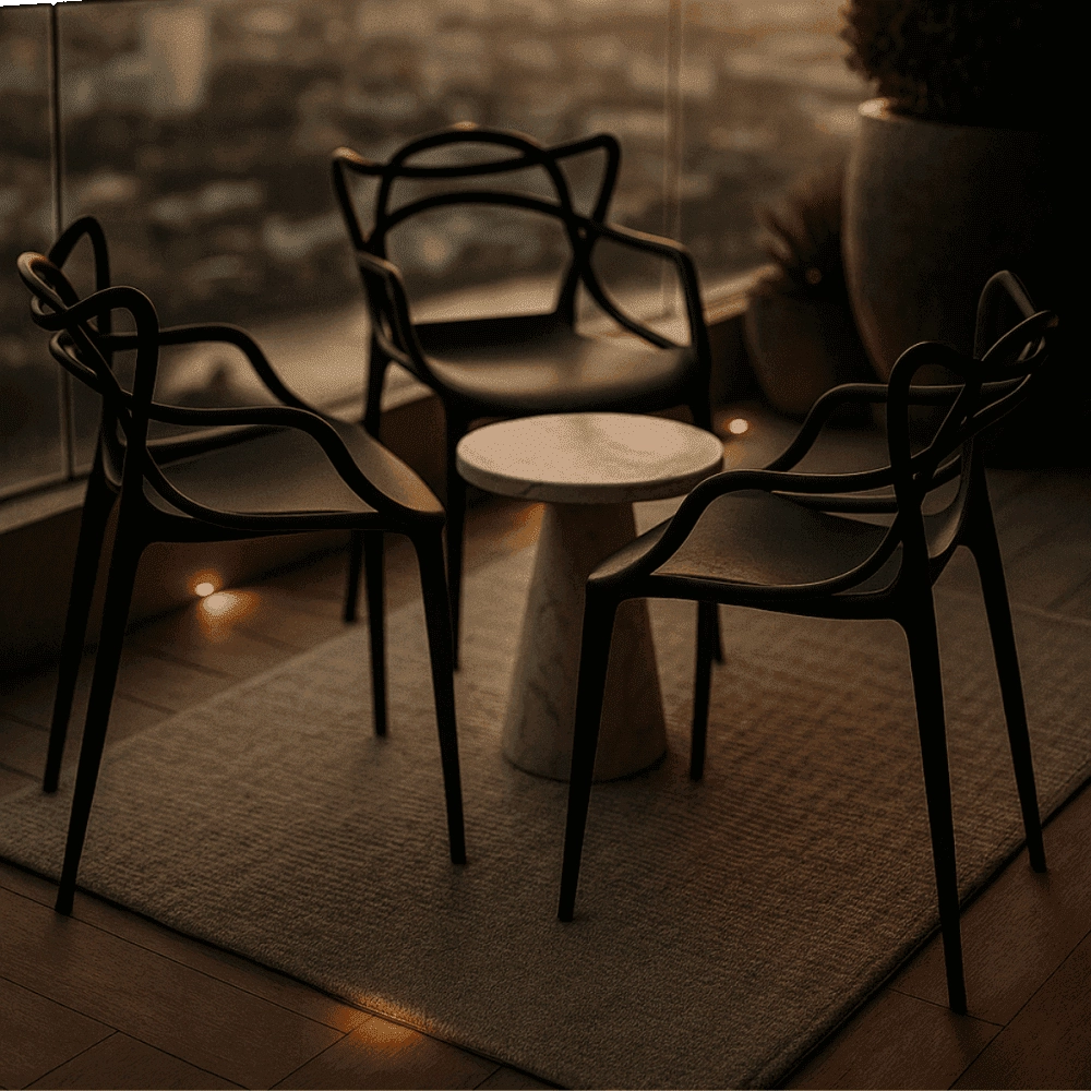 Kit 16 Cadeiras de jantar Master Allegra Design Moderno em Polipropileno - Preto