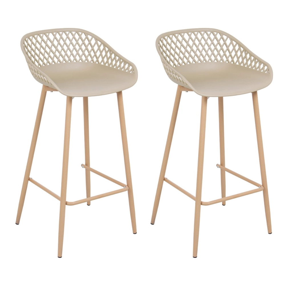 Kit 2 Banquetas alta para bancada Clarice Cloe com base de metal – Nude