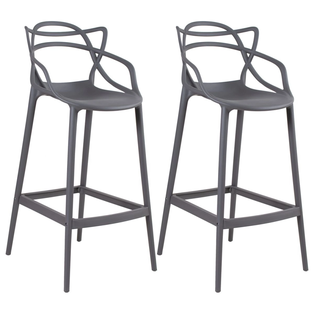 Kit 2 Banquetas alta para bancada Master Allegra em Polipropileno 78 cm - Cinza escuro Kit 2 Banquetas alta para bancada Master Allegra em Polipropileno 78 cm - Cinza escuro