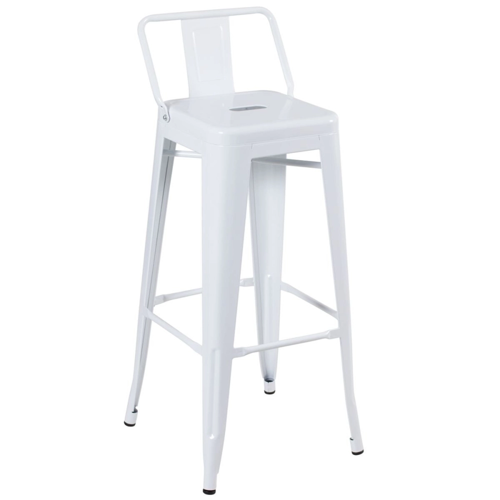Kit 2 banquetas altas para bancada Iron Tolix com encosto 76 cm – Branco