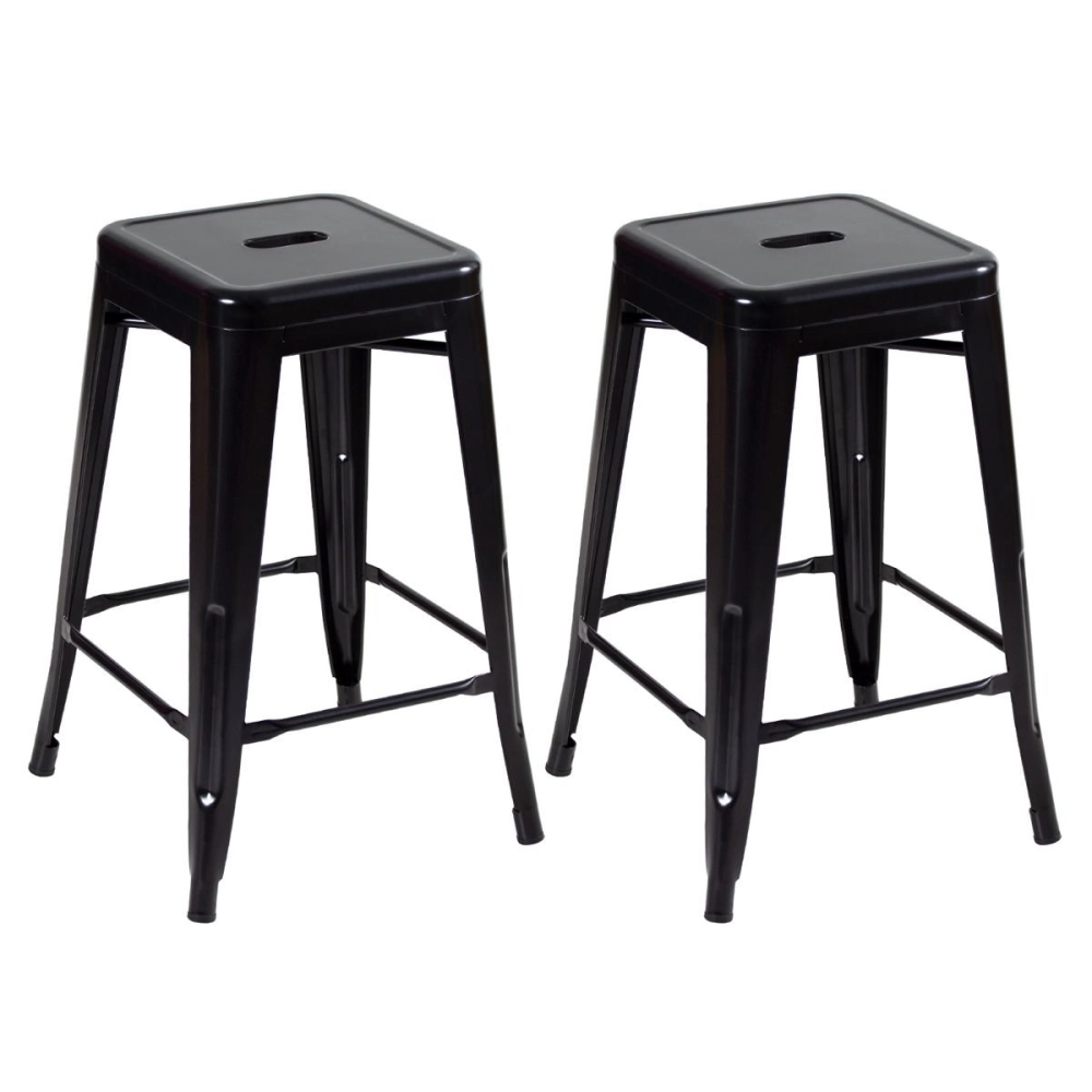 Kit 2 Banquetas média para bancada Iron Tolix 61 cm - Preto