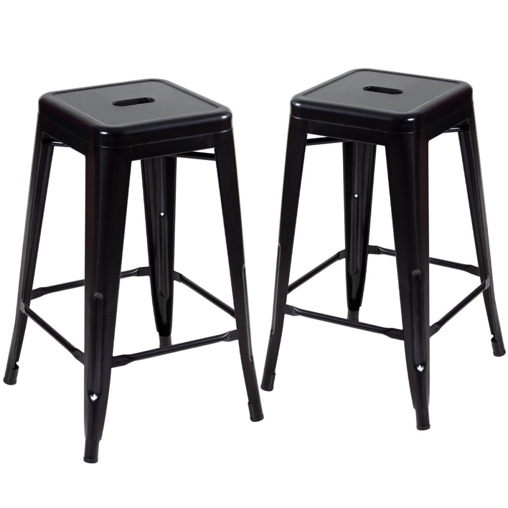 Kit 2 Banquetas média para bancada Iron Tolix 66 cm – Preto