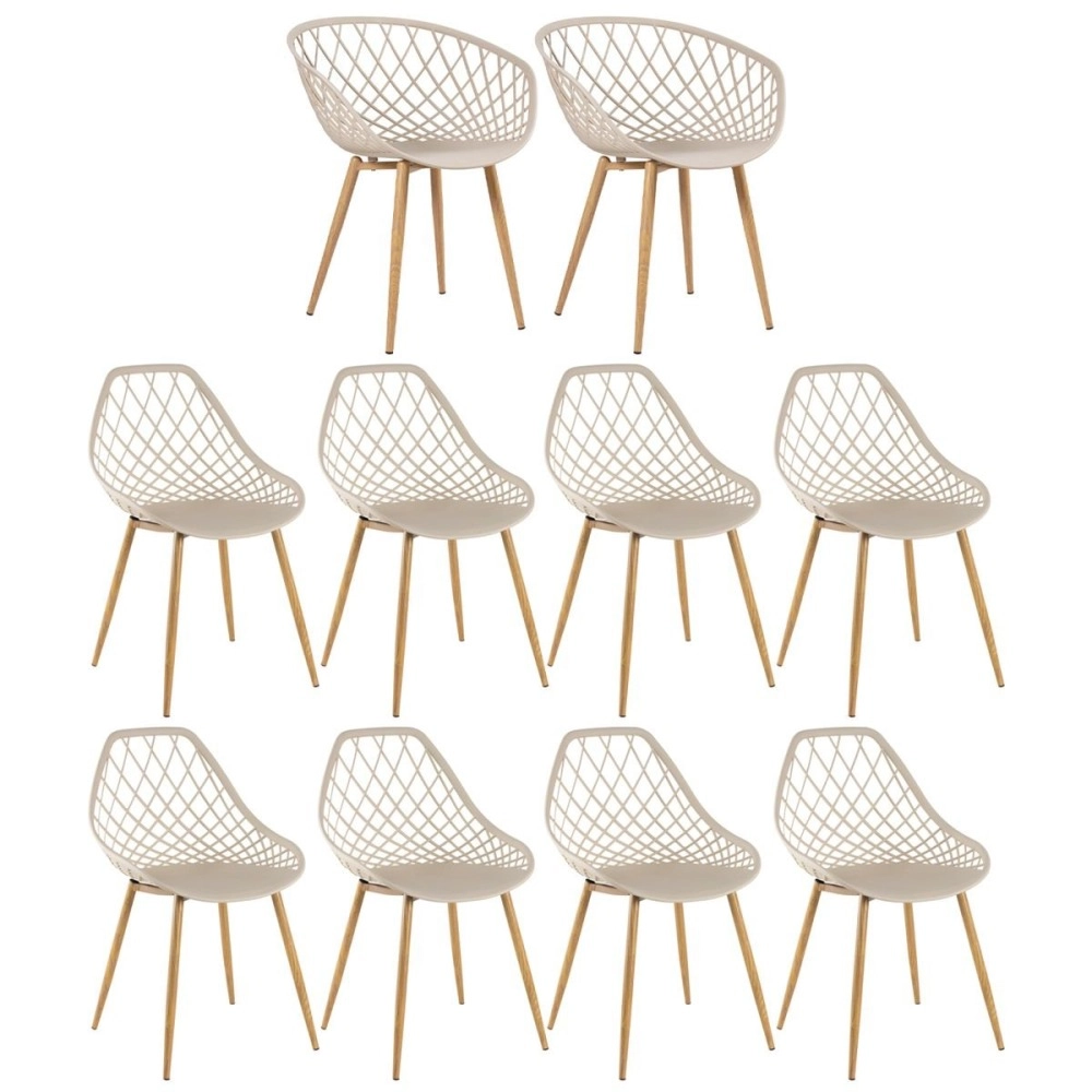 Kit 2 Cadeiras Clarice Nest com braços + 8 Cadeiras Cleo - Nude Kit 2 Cadeiras Clarice Nest com braços + 8 Cadeiras Cleo - Nude