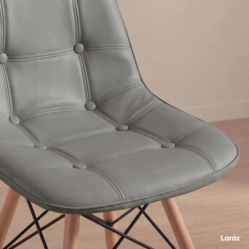 Kit 2 Cadeiras de jantar Charles Eames Eiffel Botonê Estofada - Cinza