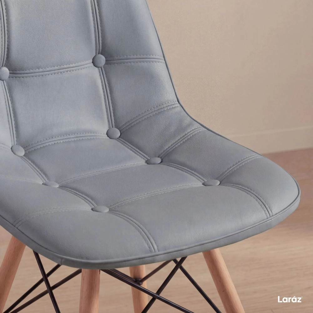 Kit 2 Cadeiras de jantar Charles Eames Eiffel Botonê Estofada - Cinza escuro