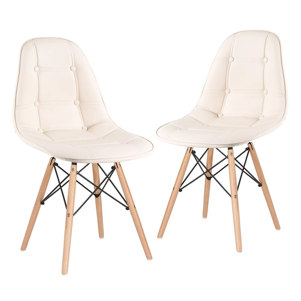 Kit 2 Cadeiras de jantar Charles Eames Eiffel Botonê Estofada - Creme Kit 2 Cadeiras de jantar Charles Eames Eiffel Botonê Estofada - Creme