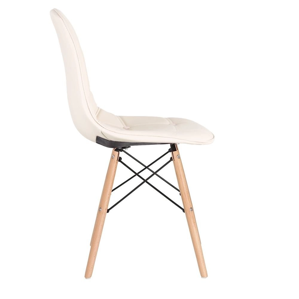 Kit 2 Cadeiras de jantar Charles Eames Eiffel Botonê Estofada - Creme Kit 2 Cadeiras de jantar Charles Eames Eiffel Botonê Estofada - Creme