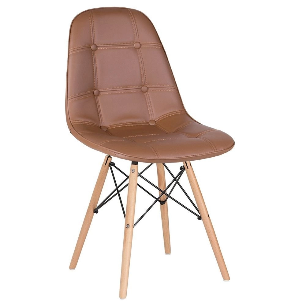 Kit 2 Cadeiras de jantar Charles Eames Eiffel Botonê Estofada - Marrom Kit 2 Cadeiras de jantar Charles Eames Eiffel Botonê Estofada - Marrom