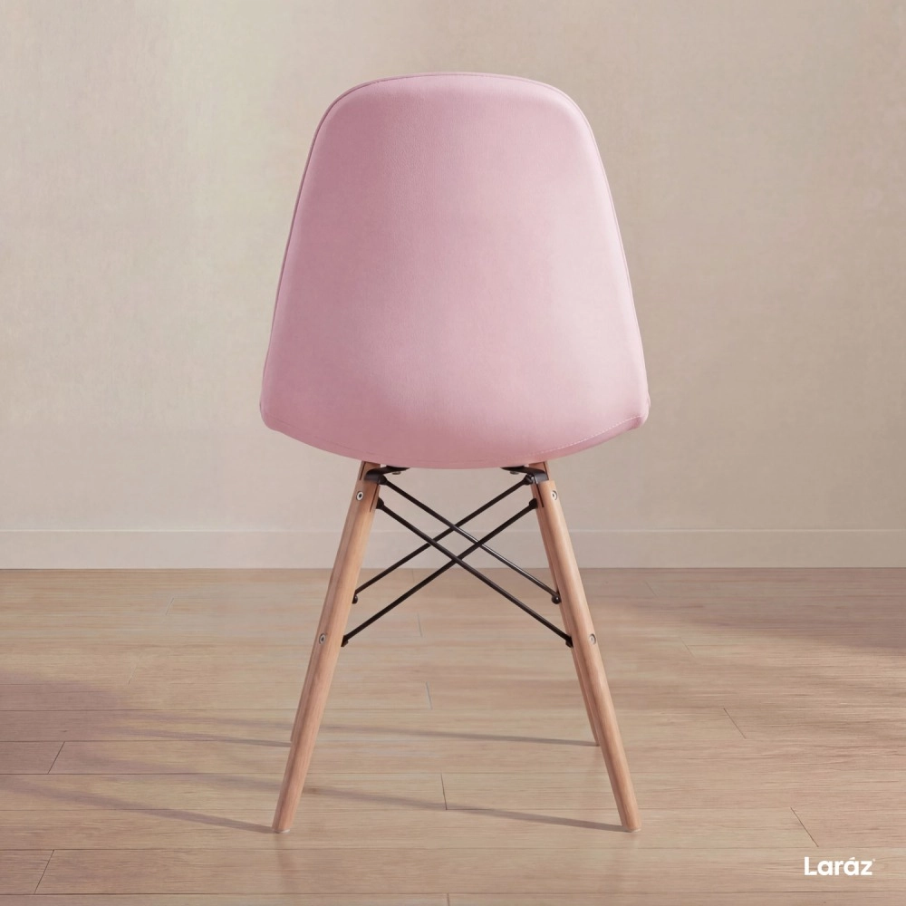 Kit 2 Cadeiras de jantar Charles Eames Eiffel Botonê Estofada - Rosa claro