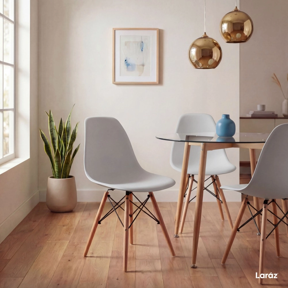 Kit 2 Cadeiras de jantar Charles Eames Eiffel DSW em Polipropileno - Cinza claro