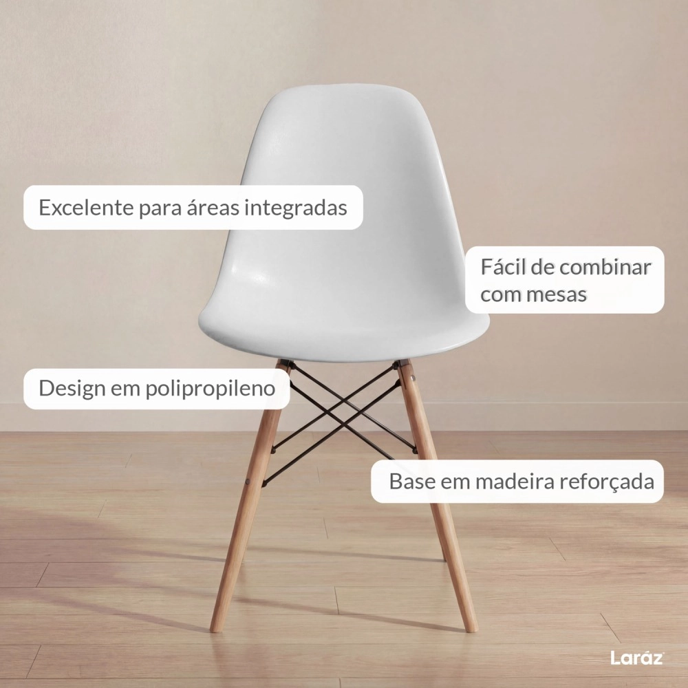 Kit 2 Cadeiras de jantar Charles Eames Eiffel DSW em Polipropileno - Cinza claro