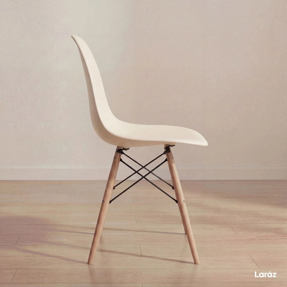 Kit 2 Cadeiras de jantar Charles Eames Eiffel DSW em Polipropileno - Creme Kit 2 Cadeiras de jantar Charles Eames Eiffel DSW em Polipropileno - Creme