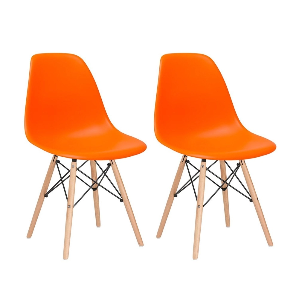 Kit 2 Cadeiras de jantar Charles Eames Eiffel DSW em Polipropileno - Laranja Kit 2 Cadeiras de jantar Charles Eames Eiffel DSW em Polipropileno - Laranja