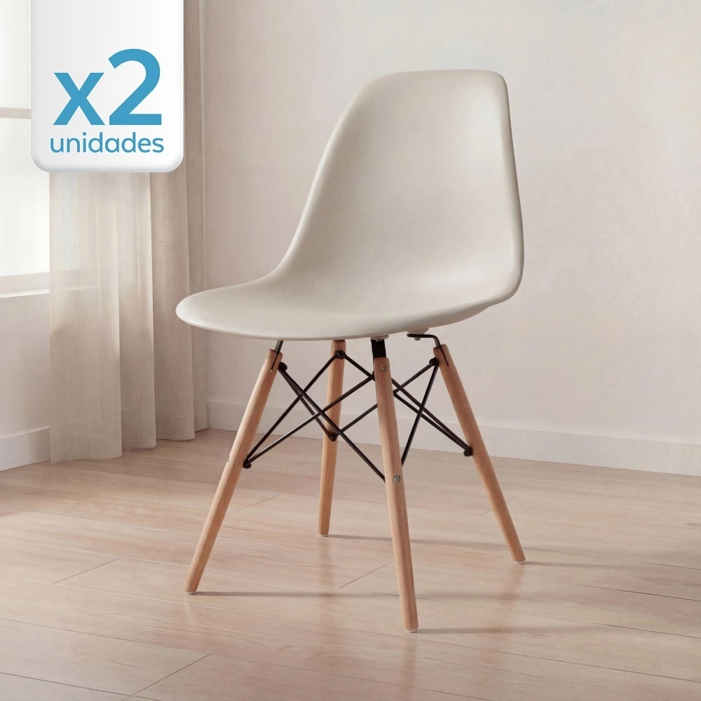 Kit 2 Cadeiras de jantar Charles Eames Eiffel DSW em Polipropileno - Nude Kit 2 Cadeiras de jantar Charles Eames Eiffel DSW em Polipropileno - Nude
