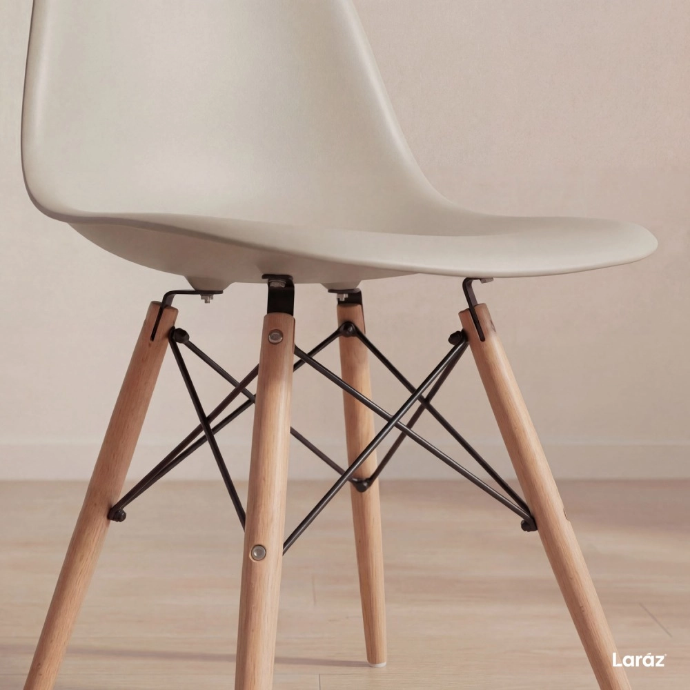 Kit 2 Cadeiras de jantar Charles Eames Eiffel DSW em Polipropileno - Nude Kit 2 Cadeiras de jantar Charles Eames Eiffel DSW em Polipropileno - Nude