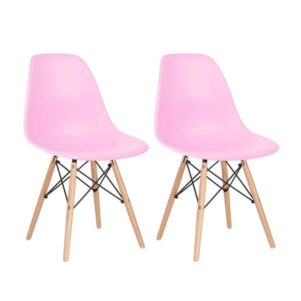 Kit 2 Cadeiras de jantar Charles Eames Eiffel DSW em Polipropileno - Rosa claro Kit 2 Cadeiras de jantar Charles Eames Eiffel DSW em Polipropileno - Rosa claro