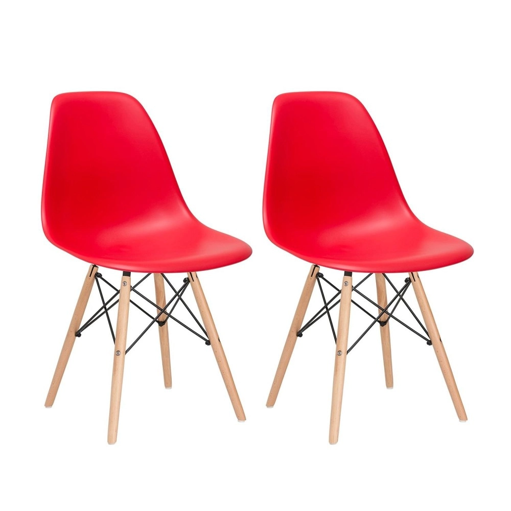 Kit 2 Cadeiras de jantar Charles Eames Eiffel DSW em Polipropileno - Vermelho Kit 2 Cadeiras de jantar Charles Eames Eiffel DSW em Polipropileno - Vermelho