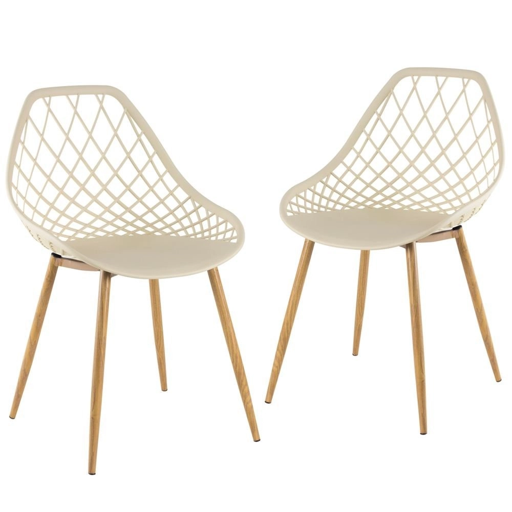 Kit 2 cadeiras de jantar Clarice Cloe com design contemporâneo – Nude