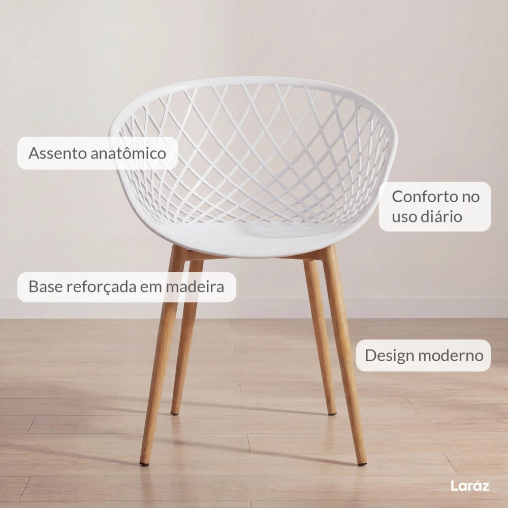 Kit 2 Cadeiras de jantar Clarice Nest com design moderno e anatômico - Branco Kit 2 Cadeiras de jantar Clarice Nest com design moderno e anatômico - Branco