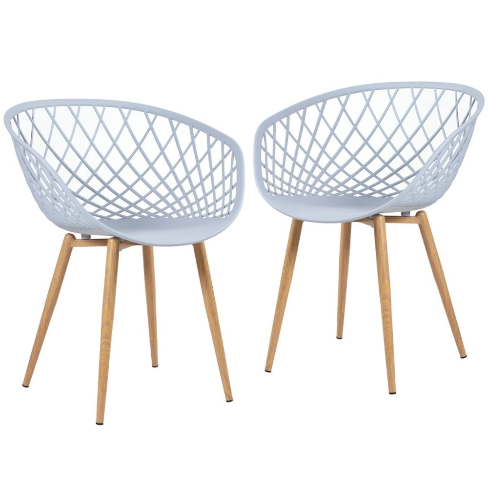 Kit 2 Cadeiras de jantar Clarice Nest com design moderno e anatômico - Cinza