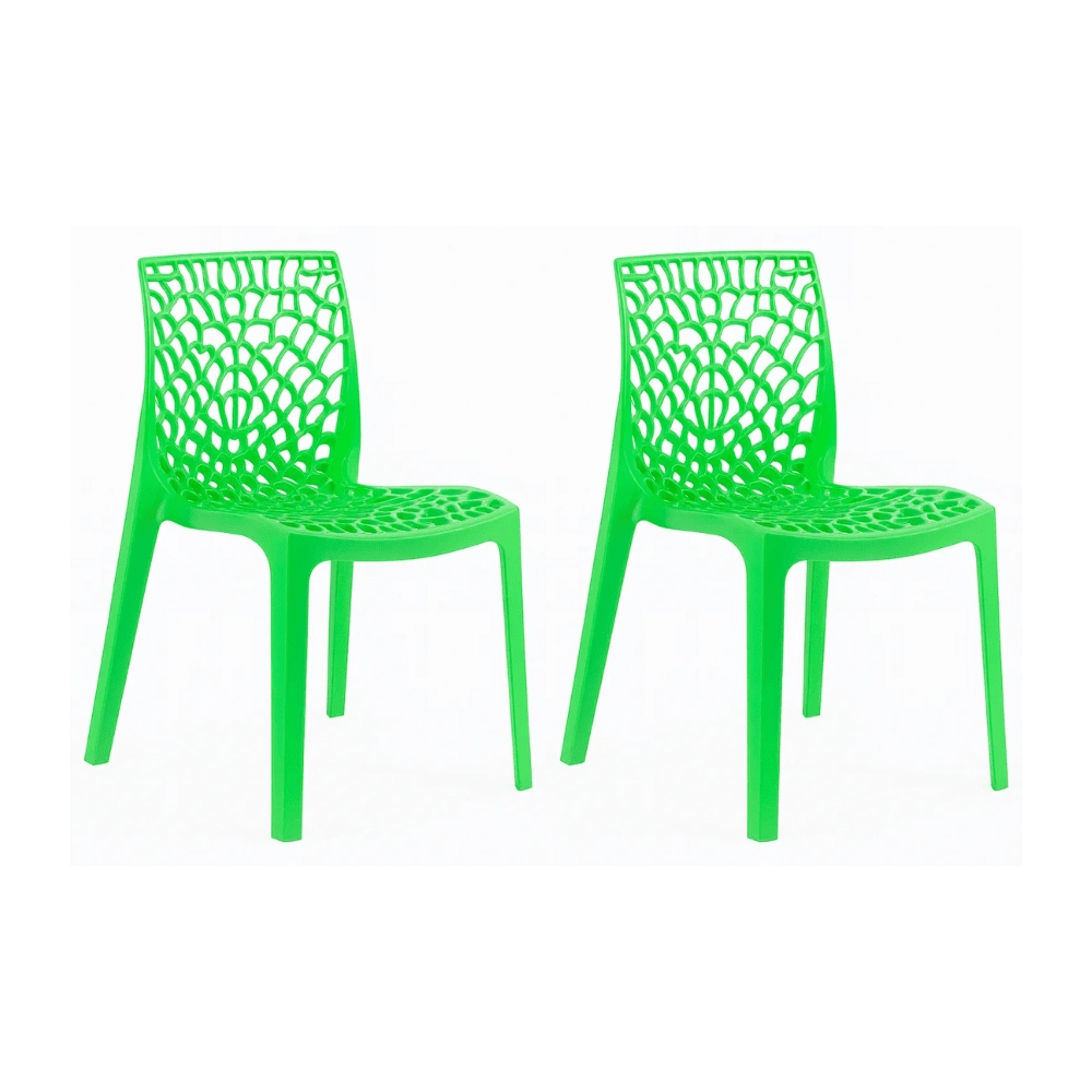 Kit 2 Cadeiras de jantar Gruvyer com design contemporâneo e anatômico - Verde Claro Kit 2 Cadeiras de jantar Gruvyer com design contemporâneo e anatômico - Verde Claro