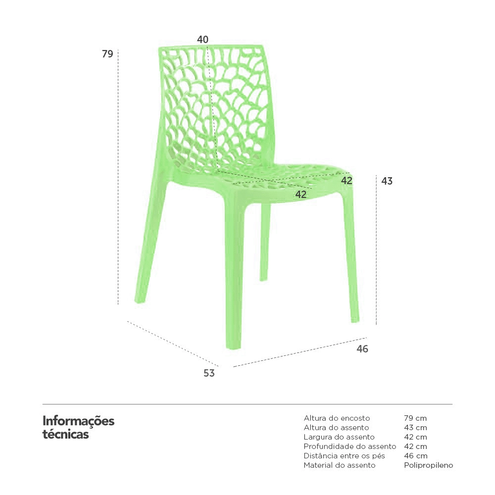 Kit 2 Cadeiras de jantar Gruvyer com design contemporâneo e anatômico - Verde Claro Kit 2 Cadeiras de jantar Gruvyer com design contemporâneo e anatômico - Verde Claro