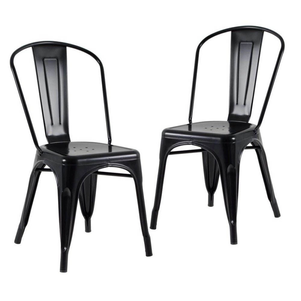 Kit 2 Cadeiras de jantar Iron Tolix com design industrial - Preto Semibrilho Kit 2 Cadeiras de jantar Iron Tolix com design industrial - Preto Semibrilho