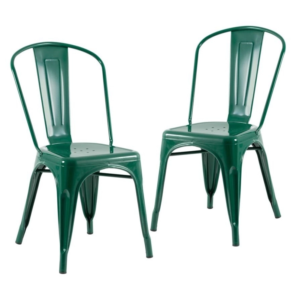 Kit 2 Cadeiras de jantar Iron Tolix com design industrial - Verde Escuro