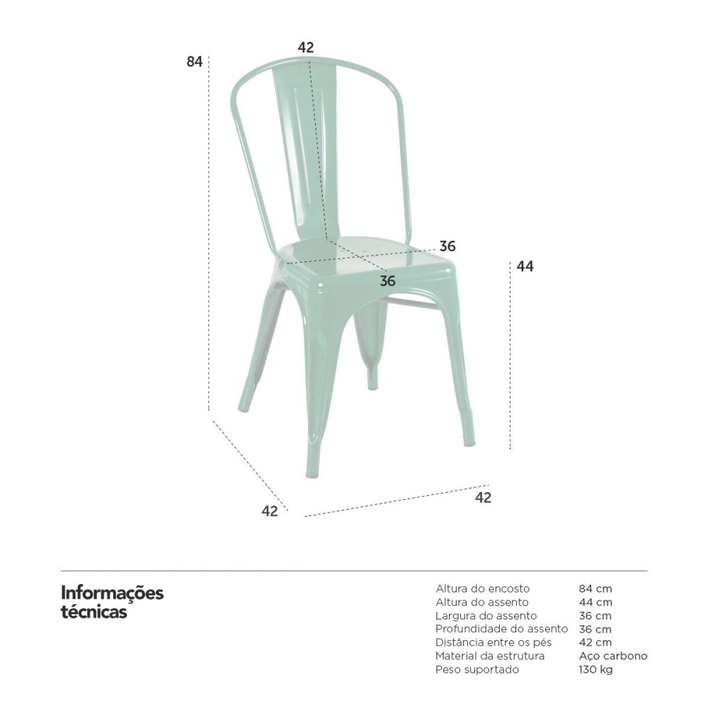 Kit 2 Cadeiras de jantar Iron Tolix com design industrial - Verde Escuro