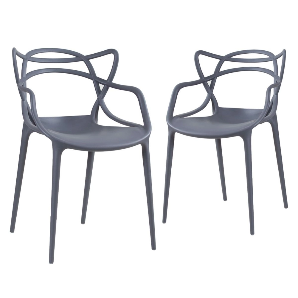 Kit 2 Cadeiras de jantar Master Allegra Design Moderno em Polipropileno - Cinza escuro