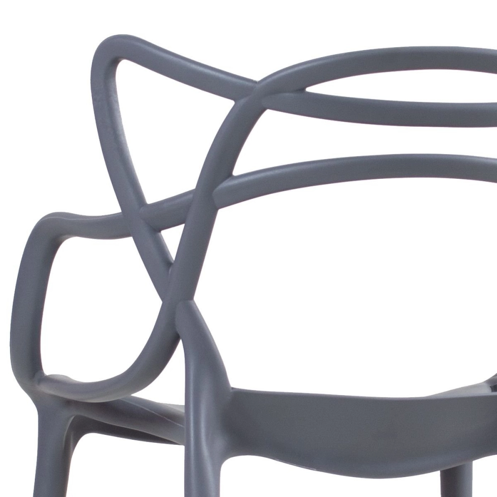 Kit 2 Cadeiras de jantar Master Allegra Design Moderno em Polipropileno - Cinza escuro