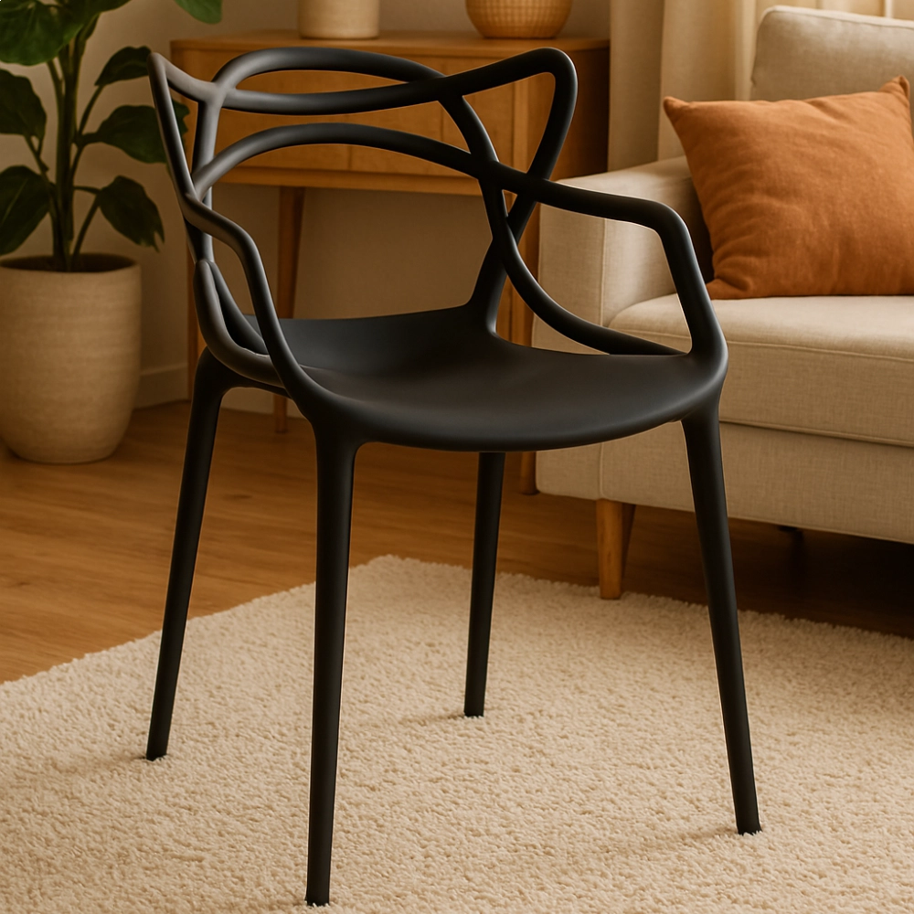 Kit 2 Cadeiras de jantar Master Allegra Design Moderno em Polipropileno - Preto