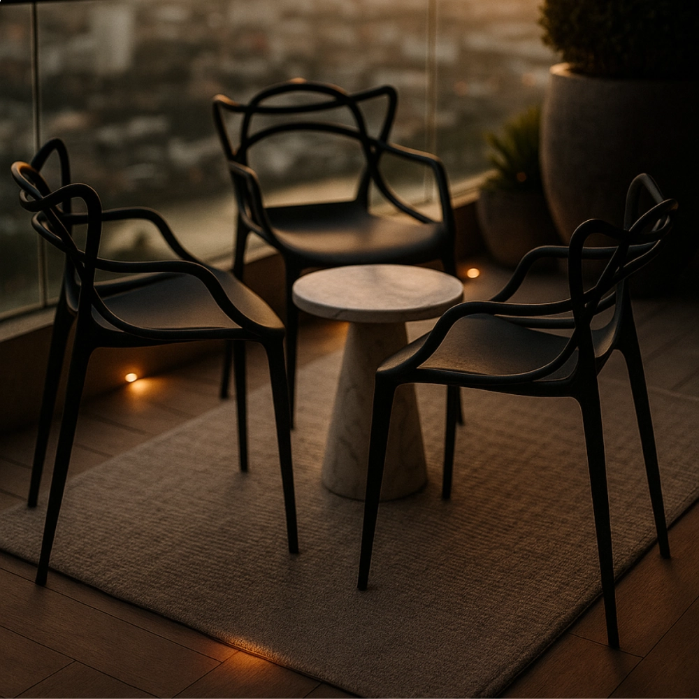 Kit 2 Cadeiras de jantar Master Allegra Design Moderno em Polipropileno - Preto
