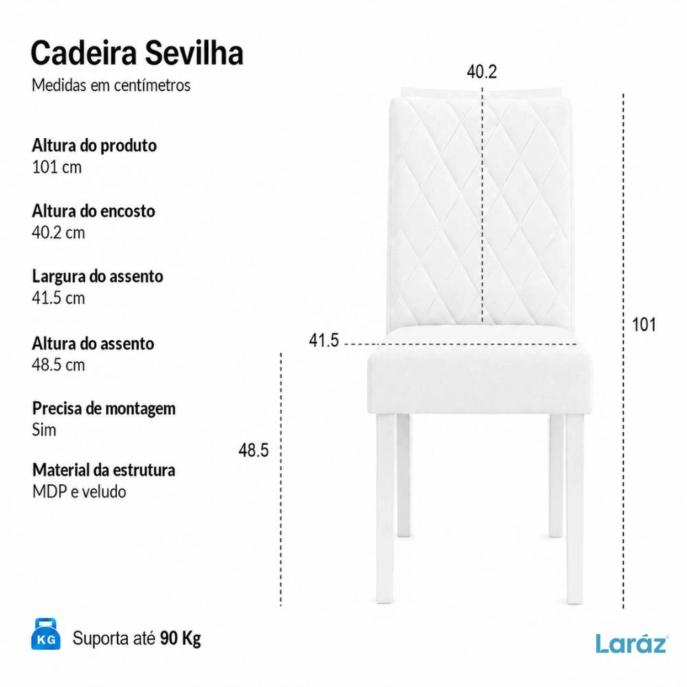 Kit 2 Cadeiras de Jantar Sevilha Laráz em Veludo com estrutura em madeira - Cinza