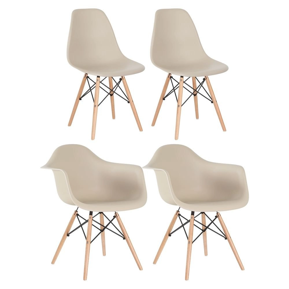 Kit 2 cadeiras Eames DAW com braços + 2 cadeiras Eiffel DSW - Nude Kit 2 cadeiras Eames DAW com braços + 2 cadeiras Eiffel DSW - Nude
