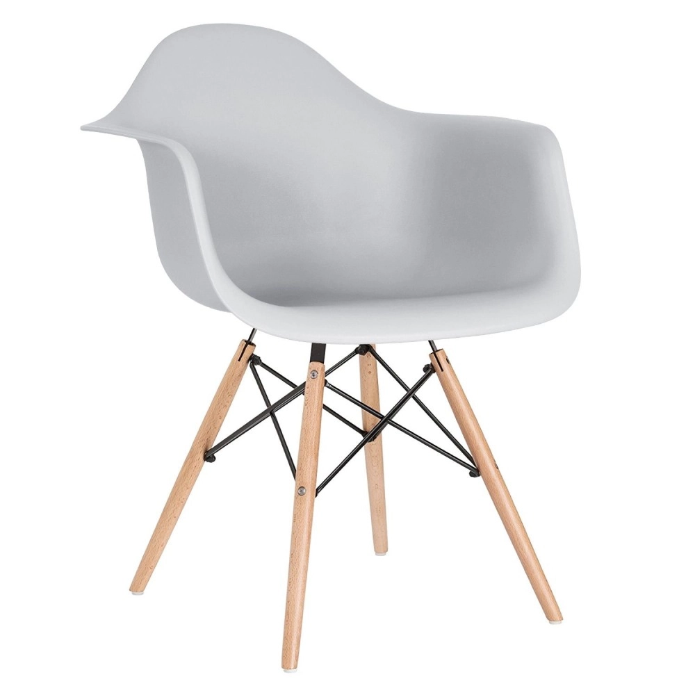 Kit 2 cadeiras Eames DAW com braços + 6 cadeiras Eiffel DSW - Cinza claro Kit 2 cadeiras Eames DAW com braços + 6 cadeiras Eiffel DSW - Cinza claro