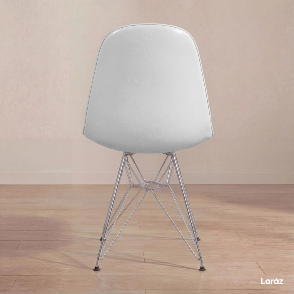 Kit 2 Cadeiras estofada Charles Eames Eiffel Botonê DKR com pés de metal cromado - Cinza claro