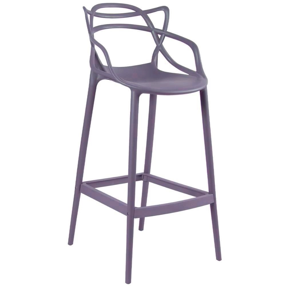 Kit 3 Banquetas alta para bancada Master Allegra em Polipropileno 78 cm - Cinza escuro