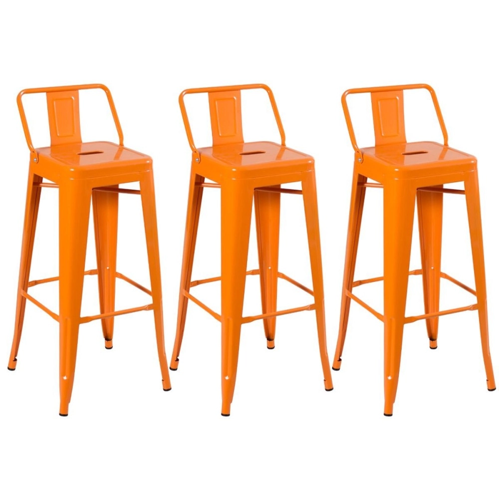 Kit 3 banquetas altas para bancada Iron Tolix com encosto 76 cm – Laranja Kit 3 banquetas altas para bancada Iron Tolix com encosto 76 cm – Laranja