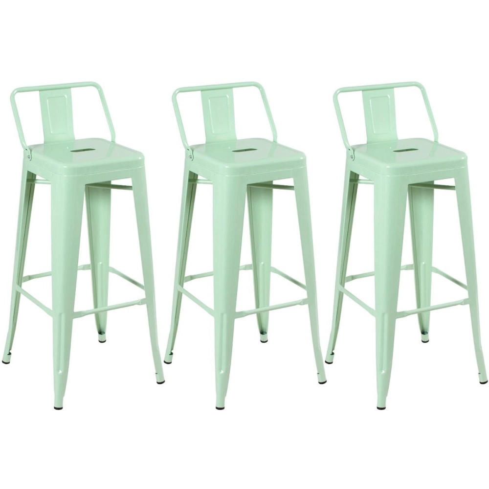 Kit 3 banquetas altas para bancada Iron Tolix com encosto 76 cm – Verde Claro Kit 3 banquetas altas para bancada Iron Tolix com encosto 76 cm – Verde Claro