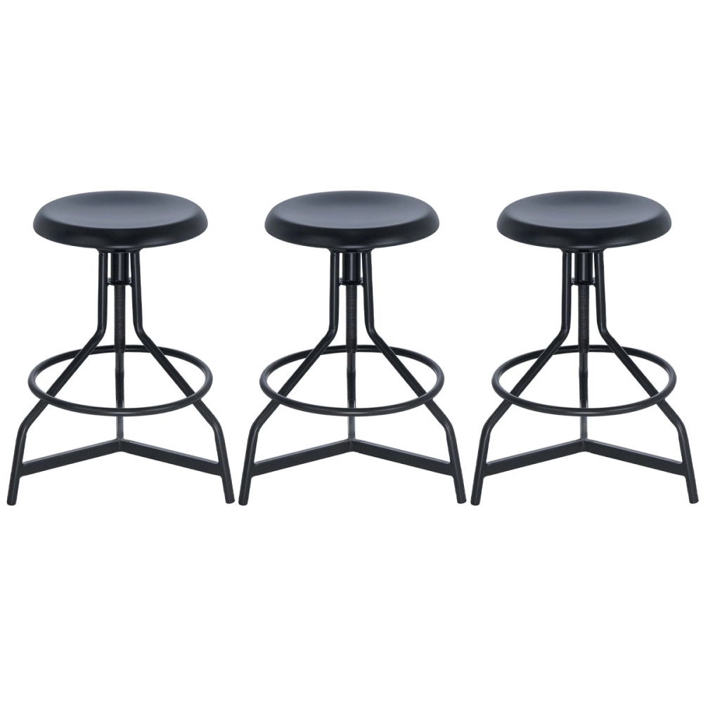Kit 3 banquetas altas para cozinha industrial York com banco giratório - Preto Kit 3 banquetas altas para cozinha industrial York com banco giratório - Preto
