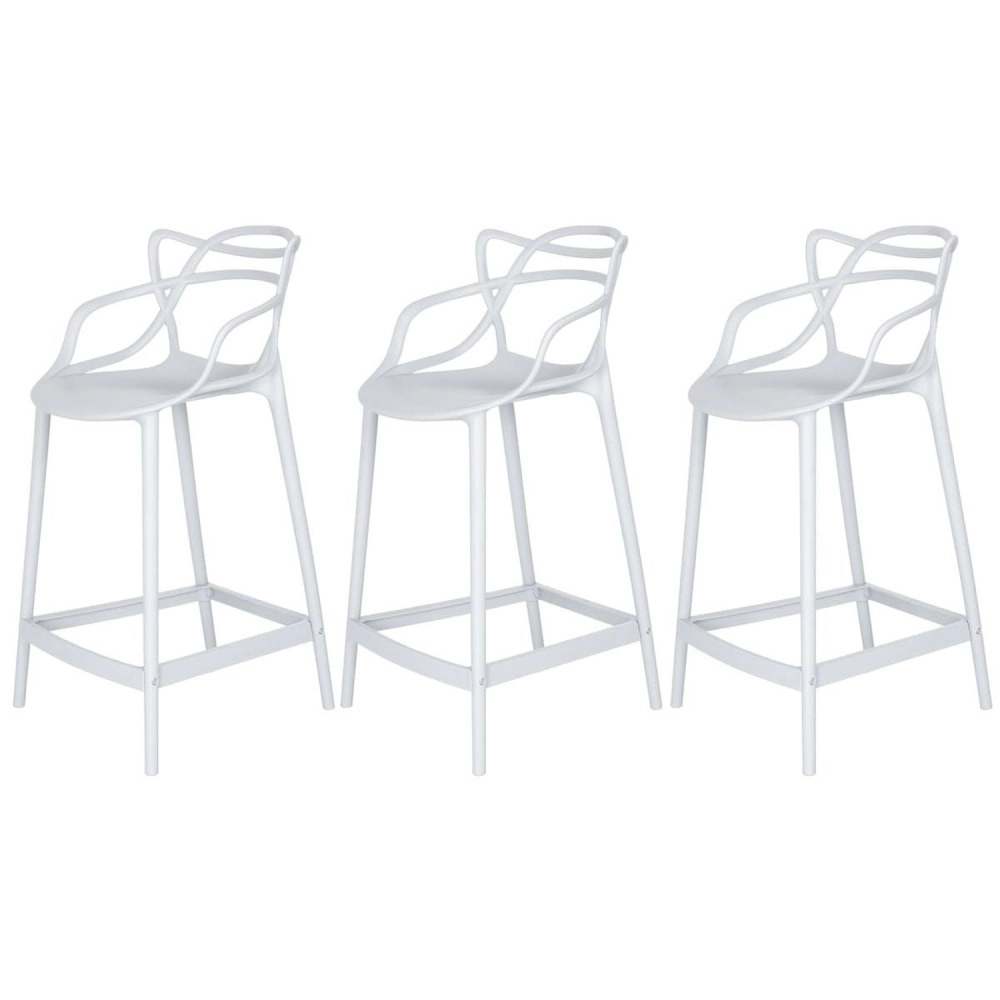 Kit 3 Banquetas média para bancada Master Allegra em Polipropileno 66 cm - Branco