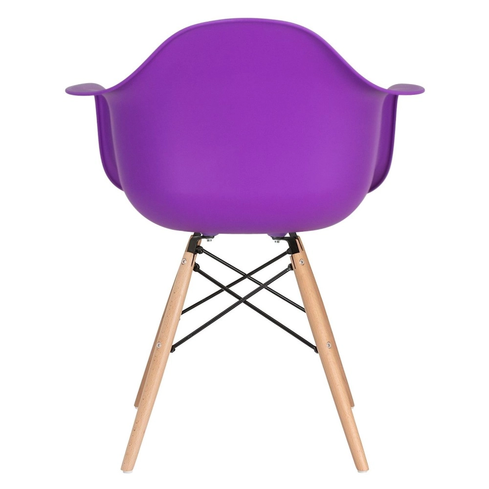 Kit 3 cadeiras Charles Eames Eiffel DAW com pés de madeira clara - Roxo Kit 3 cadeiras Charles Eames Eiffel DAW com pés de madeira clara - Roxo