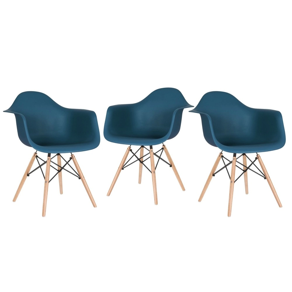 Kit 3 Cadeiras de jantar Charles Eames Eiffel DAW em Polipropileno - Azul petróleo Kit 3 Cadeiras de jantar Charles Eames Eiffel DAW em Polipropileno - Azul petróleo