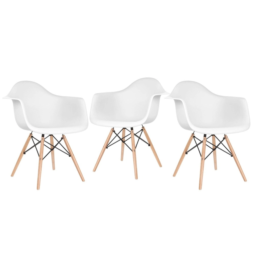 Kit 3 Cadeiras de jantar Charles Eames Eiffel DAW em Polipropileno - Branco Kit 3 Cadeiras de jantar Charles Eames Eiffel DAW em Polipropileno - Branco