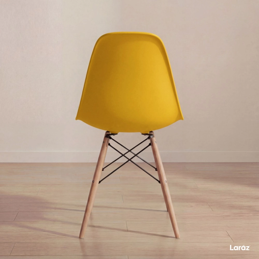 Kit 3 Cadeiras de jantar Charles Eames Eiffel DSW em Polipropileno - Amarelo